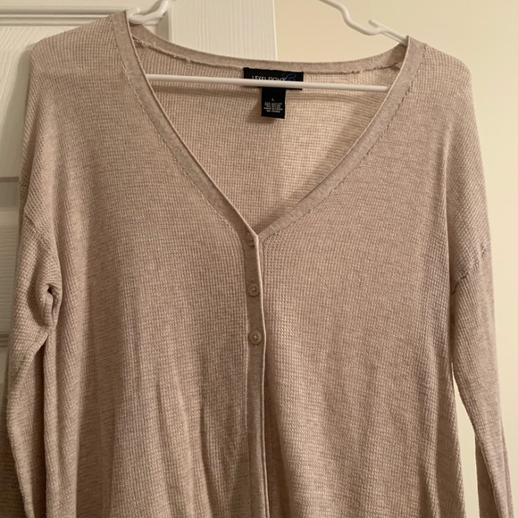 Beige waffle knit cardigan - Picture 2 of 5